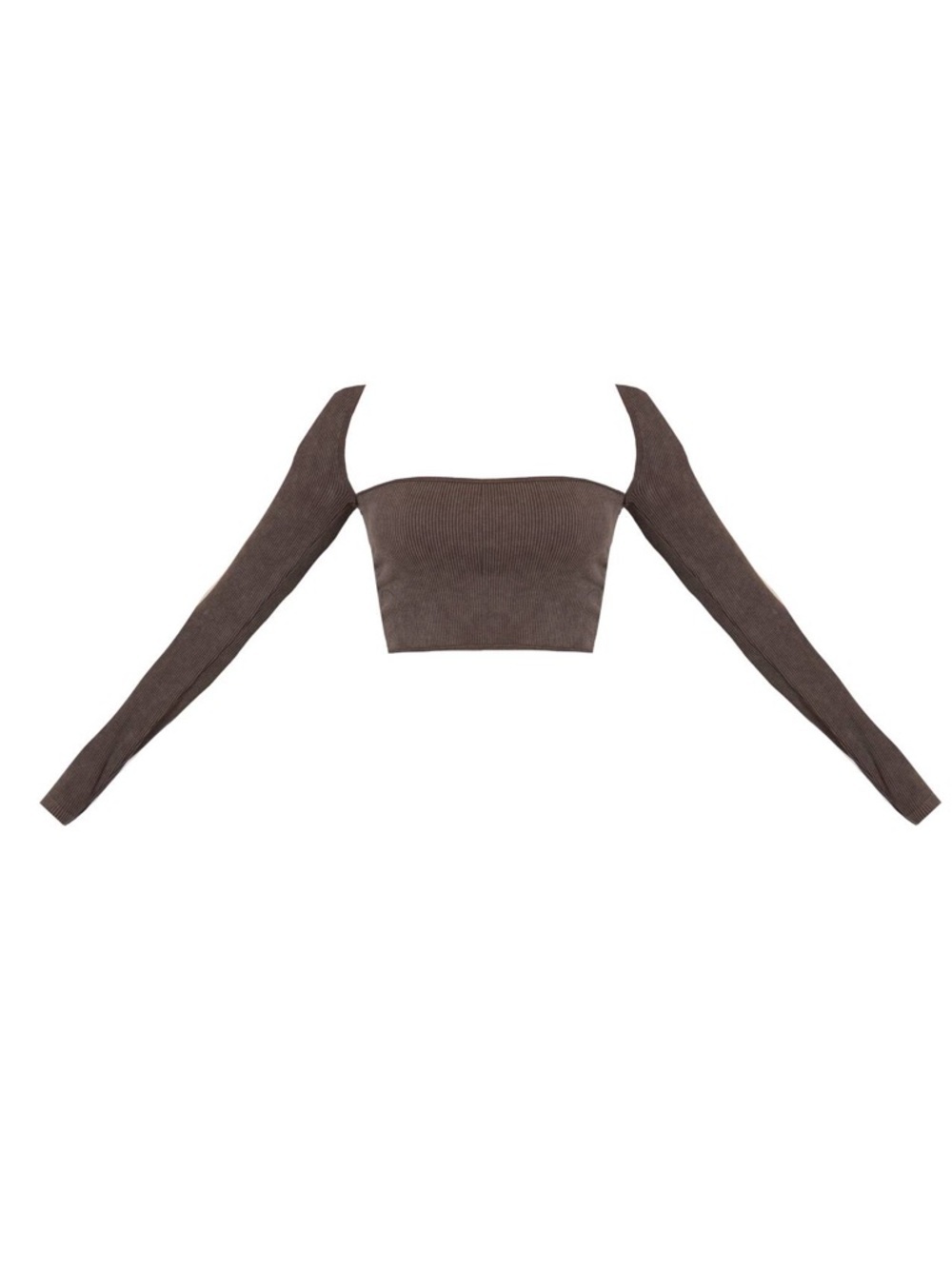 Pretty Little Thing Contour Rib Sleeve Detail Crop Top CREAM Large NWT IN PKG - Picture 3 of 11